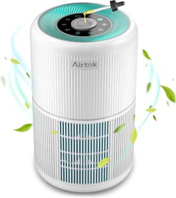 AIRTOK Purificateur d'air avec éponge parfumée, Filtre H13 HEPA, 35 m², Veilleuse, 3 vitesses